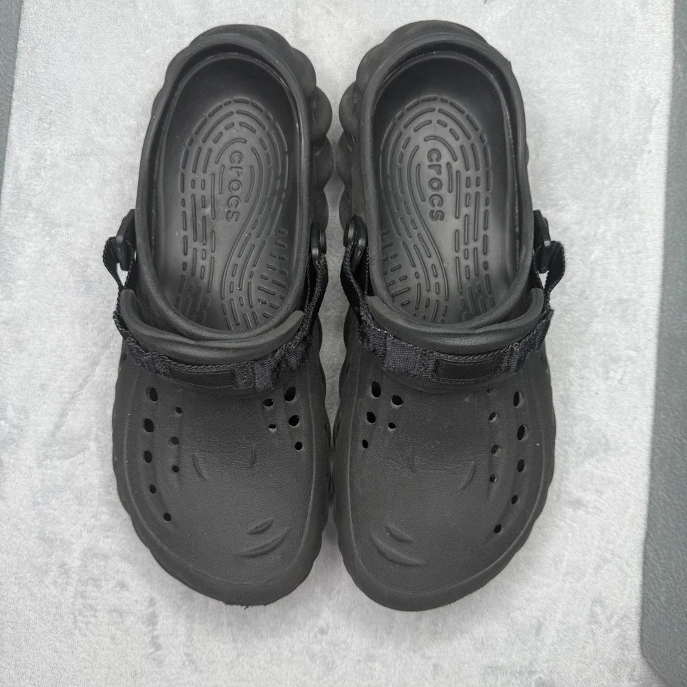 Crocs Echo Clog Black Mens Size 11 Sporty Sculpted Slip On Shoes 207937-001
